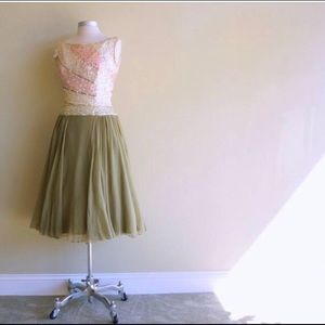 Vintage Party Dress 1960s Sequin & Silk Chiffon M